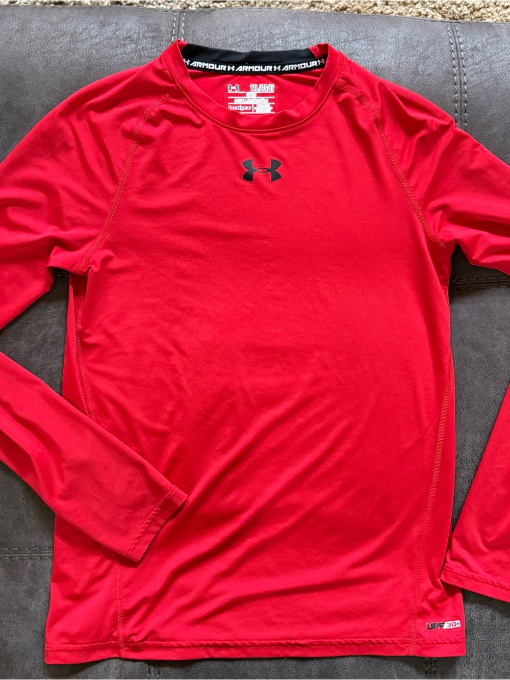 Under Armour Youth Red Long-Sleeve HeatGear Dri-fit TShirt